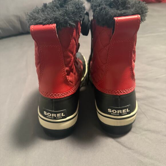 Sorel Tivoli Red Wmns Sz 8 Diamond Quilted Faux Fur Lined Snow Boots Waterproof - Picture 5 of 8